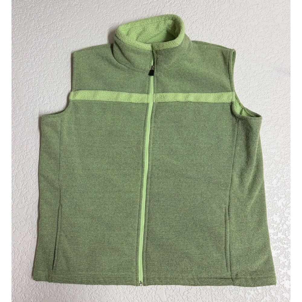 Lee Sport Green Fleece Lined Full Zip Vest Size L